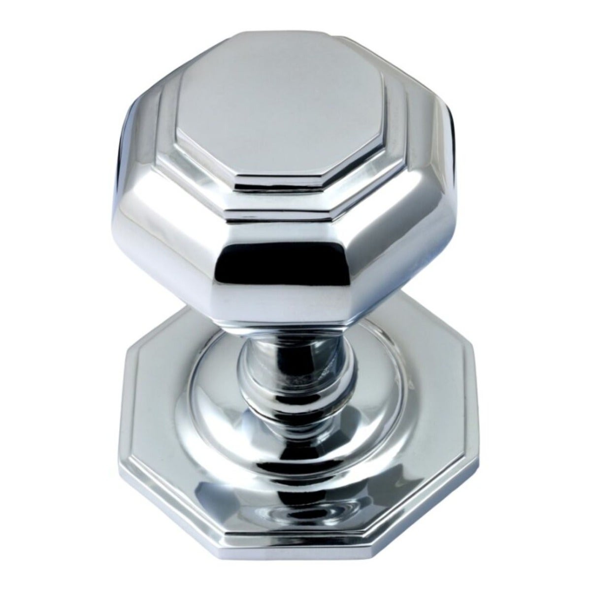 Octagonal Centre Door Knob - Bright Chrome