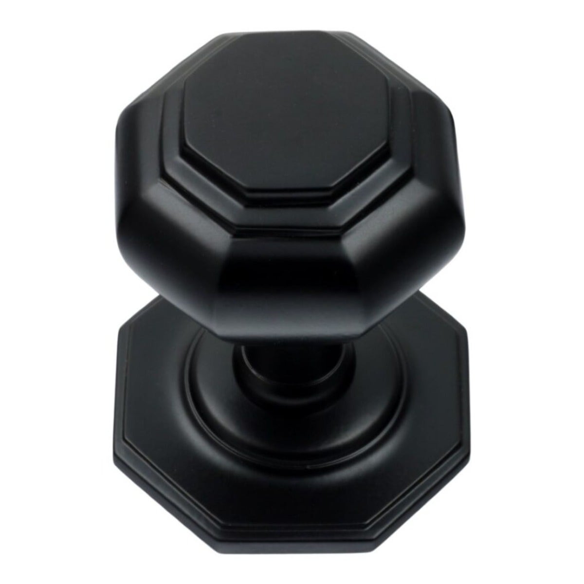 Octagonal Centre Door Knob - Matt Black