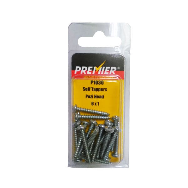 Premier Self Tappers Pozi Head Screws - 6 x 1 - Pack Of 20