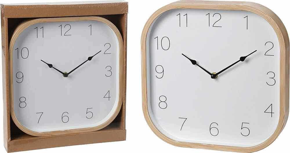 Pine Effect Square Clock - 30cm