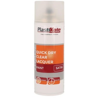 Plastikote Trade Quick Dry Clear Lacquer Aerosol Spray Paint Satin 400ml