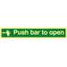 Push bar to open - Photoluminescent Sign (300 x 100mm)