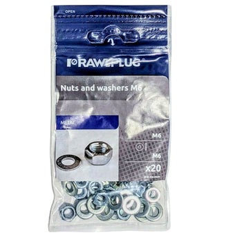 Rawlplug M6 Hex Nuts and Washers Set DIN 934 Metric Thread 40 pcs Heavy-Duty Fastening Kit for Construction Automotive and Machinery Use