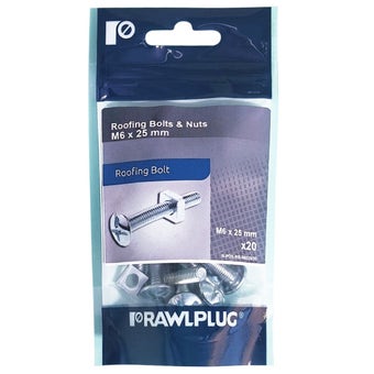 Rawlplug M6 x 25mm Roofing Bolts with Nuts I Pack of 20