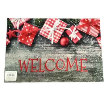 Red Christmas Welcome Door Mat - 40 x 60cm