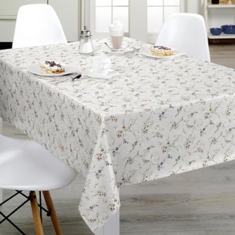 Red & Blue Flowery Oil Cloth - Price per metre