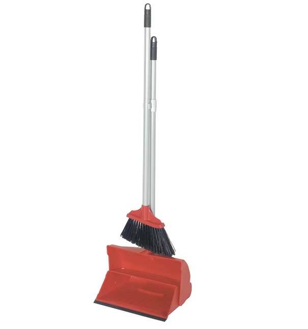 Self Closing Dust Pan & Brush Red