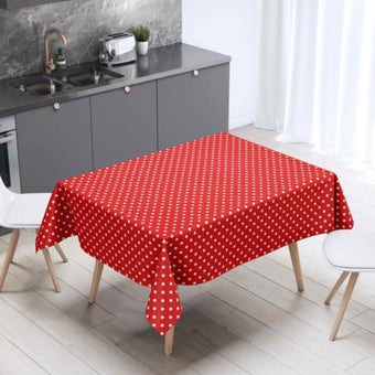 Red & White Polka Dot Oilcloth - Price per metre