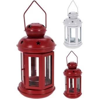 Metal Tealight Lantern Star Pattern Decorative Candle Holder I 20cm - Assorted Colours