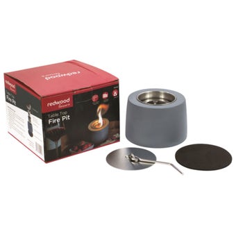 Redwood Table Top Fire Pit – Portable Concrete Fire Bowl with Heat Protective Coaster, Ideal for Patios, Balconies and Garden Tables