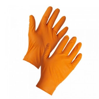 Reflexx Full Grip Orange Heavy Duty Nitrile Gloves - N85 Large