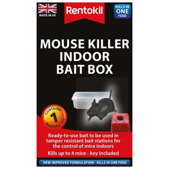 Rentokil Mouse Killer Indoor Bait Station with One-Feed Poison – Tamper-Resistant Single Box with Key