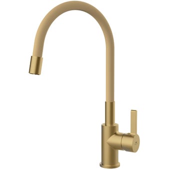 Rubineta FLEXY-33 Gold Kitchen Mixer Tap with Flexible Spout Neoperl Aerator PVD Coating and CITEC Cartridge