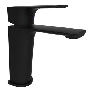 Rubineta Modena-18 Matt Black Bathroom Mixer Tap with Neoperl Slim Air Aerator and RubiCoat Finish