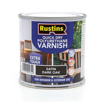 Rustins Quick Drying Polyurethane Varnish Satin Dark Oak 250ml