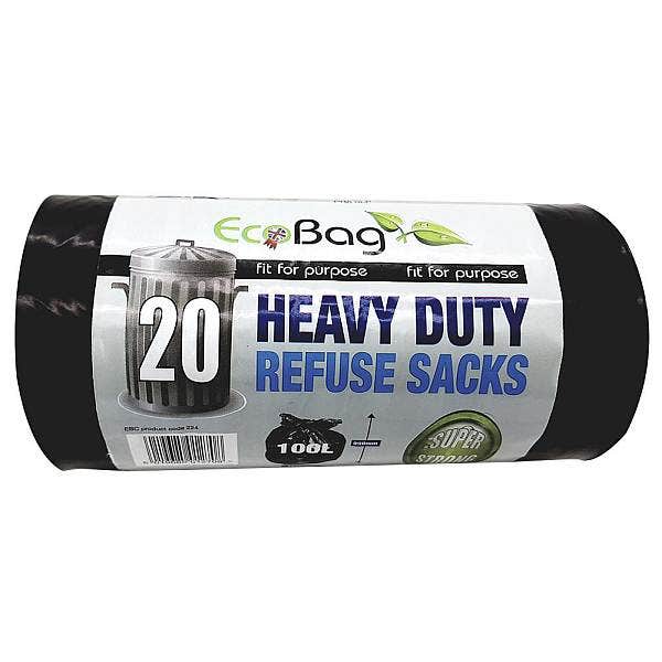 Eco Bag 20pc 100L Heavy Duty Refuse Sacks