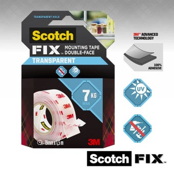 Scotch-Fix Transparent Mounting Tape 19mm x 1.5m