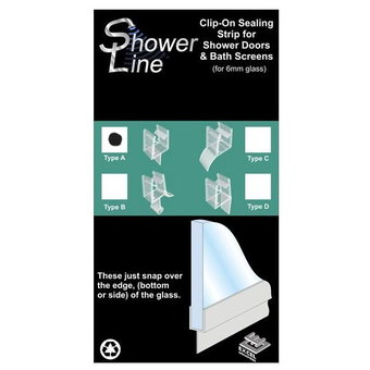 Clip On Sealing Strip Type A For Shower Doors and Bath Screens