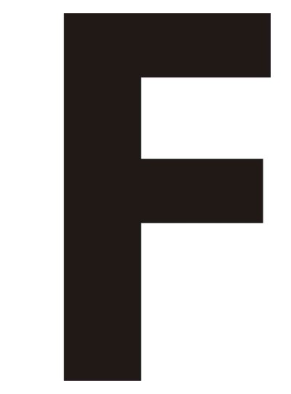 Black Helvetica Bold Condensed Style Vinyl Letter F - 75mm