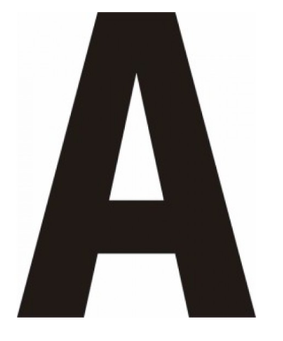 75mm Black Helvetica Bold Condensed Style Vinyl Letter A