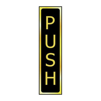 Self-Adhesive PVC Push Sign Black And Polished Gold Effect 200mm x 50mm