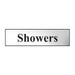 Showers Sign Chrome Effect Self-Adhesive PVC (200mm x 50mm)