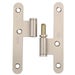 Steel Hinge Right Satin Nickel, Round Corners with Flat Head & Washer