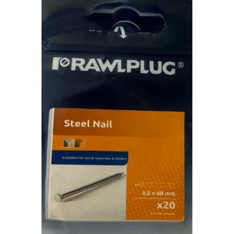 Rawlplug Steel Masonry Nails 3.0 x 60mm - Pack of 20