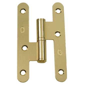 Steel Right Hinge Brass Finish, Round Corners with Flat Head & Washer