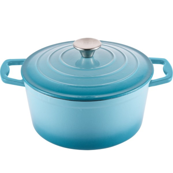 Steelex Teal Round Cast Iron Casserole 25cm - 4.7L