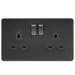 2 Gang Switched Socket with Insert 13A - Matt Black