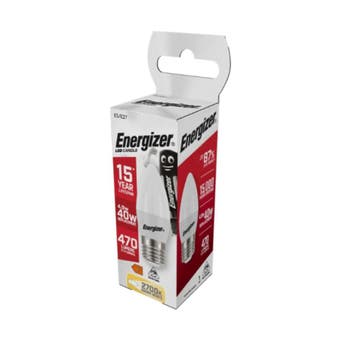 Energizer Led 4.9W (40W) 470 Lumen E27 Opal Candle Lamp Warm White