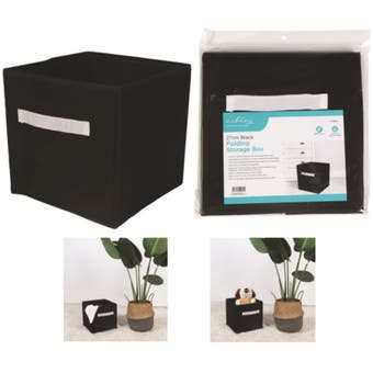 Black Folding Storage Box - 27Cm