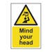 'Mind Your Head' Sign Rigid 1mm PVC Board (200mm x 300mm)