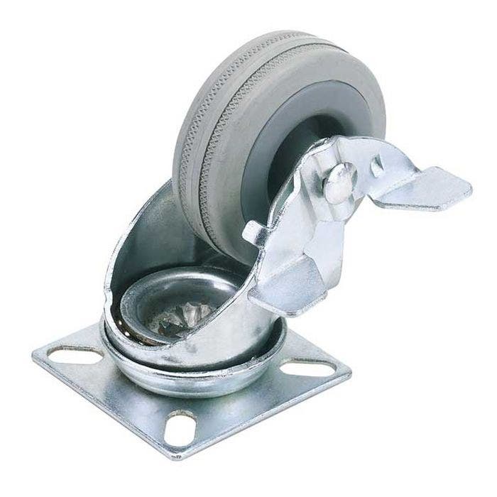 50mm Swivel Plate Rubber Castor with Brake 