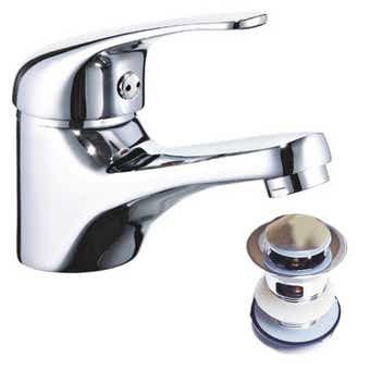 Aqua K Series Chrome Lever Basin Mixer Tap - With Waste