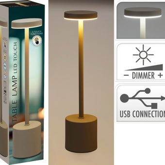 Home & Styling LED Table Lamp – Portable Taupe Light with Dimmable Touch Control I 8 x 34cm