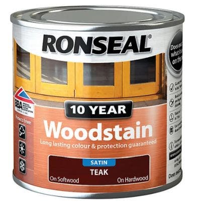 Ronseal Satin 10 Year Woodstain - Teak 250ml