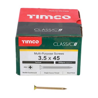 Timco Classic Multi-Purpose Screws PZ Double Countersunk Yellow M3.5 x 45mm - Box of 200