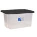 Car Boot Storage Box & Black Lid 35L Clear