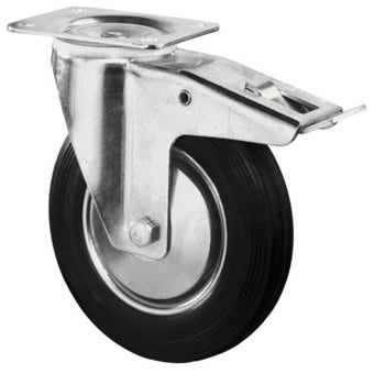 Transport Castor 125mm brake 100kg Rubber Black