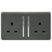 Trendi 2 Gang Long Switched Plug Socket 13amp - Charcoal Grey