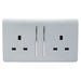 Trendi 2 Gang Long Switched Plug Socket 13amp - Silver