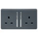 Trendi 2 Gang Long Switched Plug Socket 13amp - Warm Grey