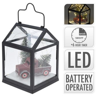 Truck/ Tree Black Lantern 21Cm Battery Operated with Timer