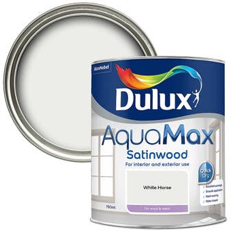 Dulux AquaMax Satinwood White Horse Metal and Wood Paint 750ml