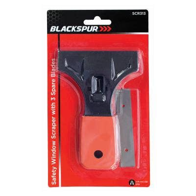 Blackspur Safety Window Scraper with 5 Spare Blades – 90mm Heavy-Duty Glass and Tile Scraper