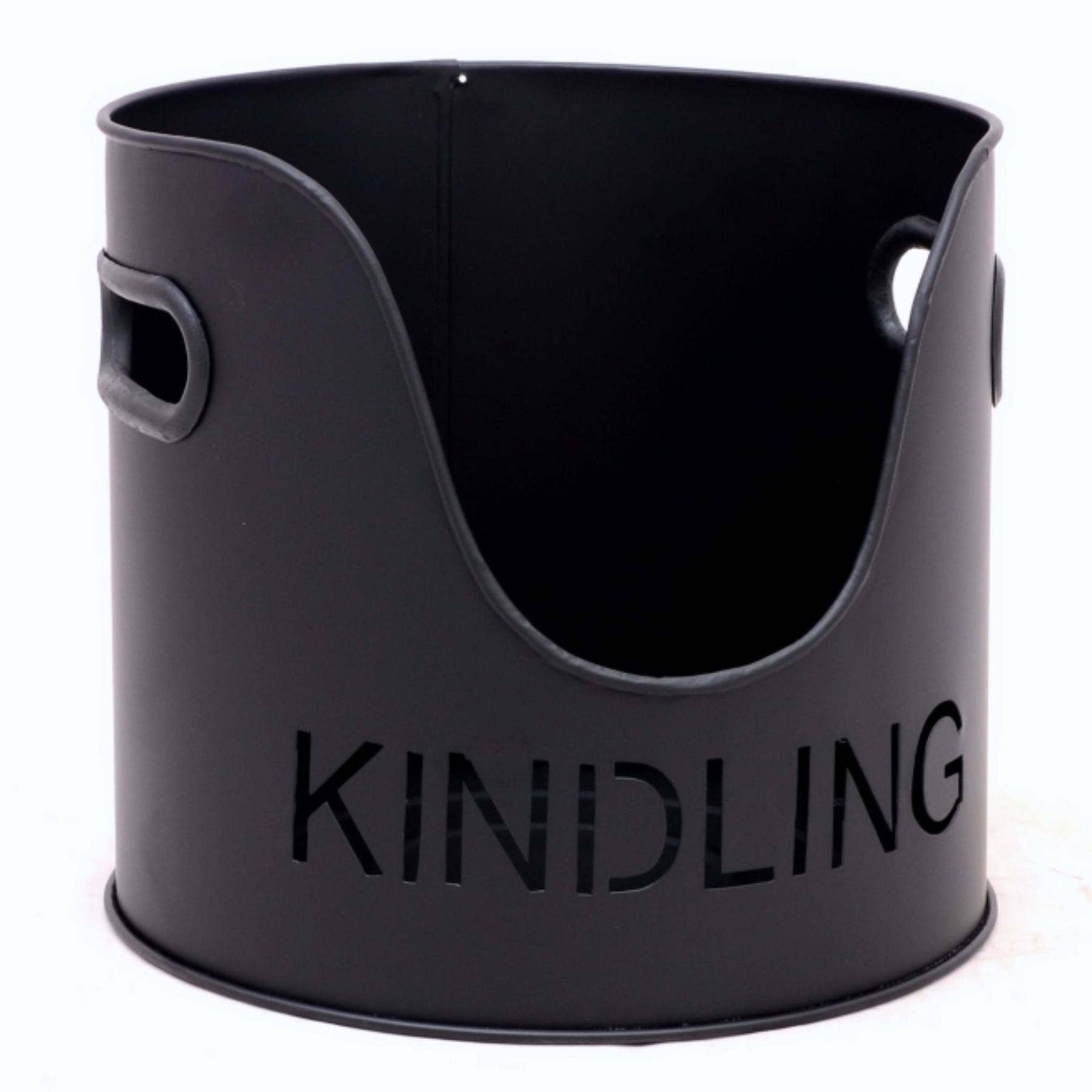 Castle Living Black Kindling Bucket – Elegant Fireplace Storage Solution