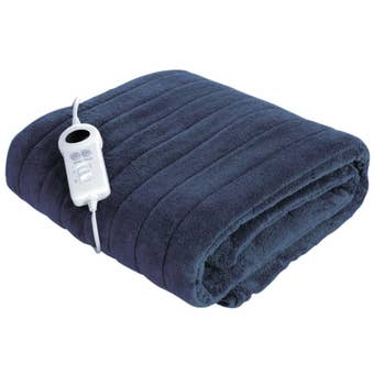De Vielle Electric Heated Fleece Throw Blanket Navy 200G with 9 Heat Settings and 12 Hour Timer – Machine Washable