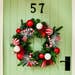 Candy Cane Christmas Wreath 50cm I Green and Red Festive Door Decoration